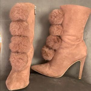 Dusty rose Pom Pom boots